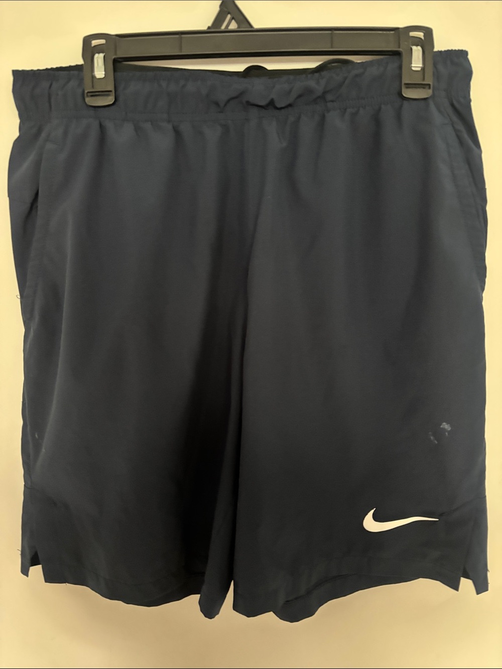 Nike Men's Dark Blue Athletic Shorts with White Swoosh